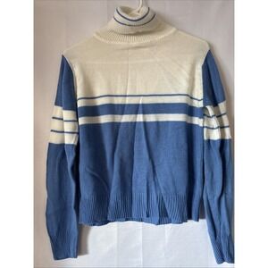Vintage 1960's Blue/white Color Block Turtleneck Ski Sweater‎ Montgomery Ward M